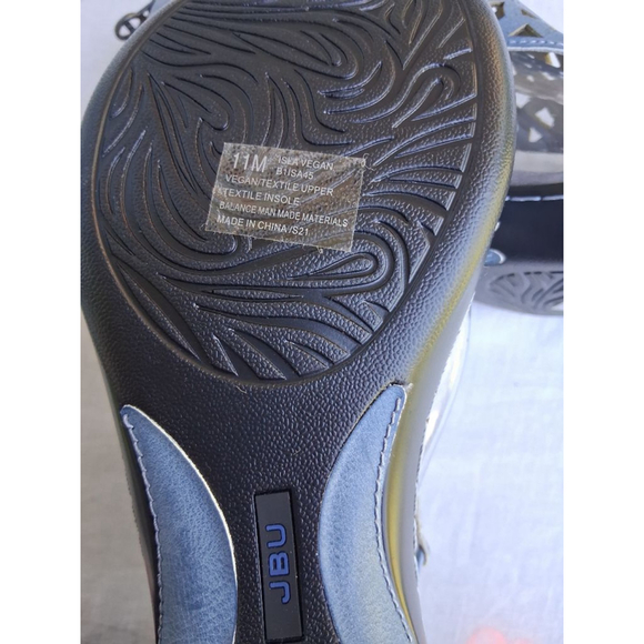 Women's JBU Blue Laser Cut Wedge Sandals Size 11 Black Sole NEW - Picture 9 of 12